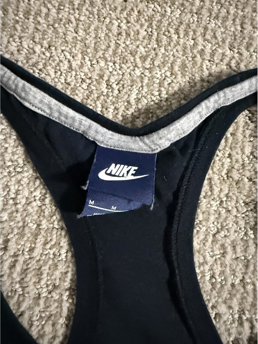 Nike Women's Black Graphic Tank Top Big Spellout Logo Racerback Size Medium - Picture 2 of 7